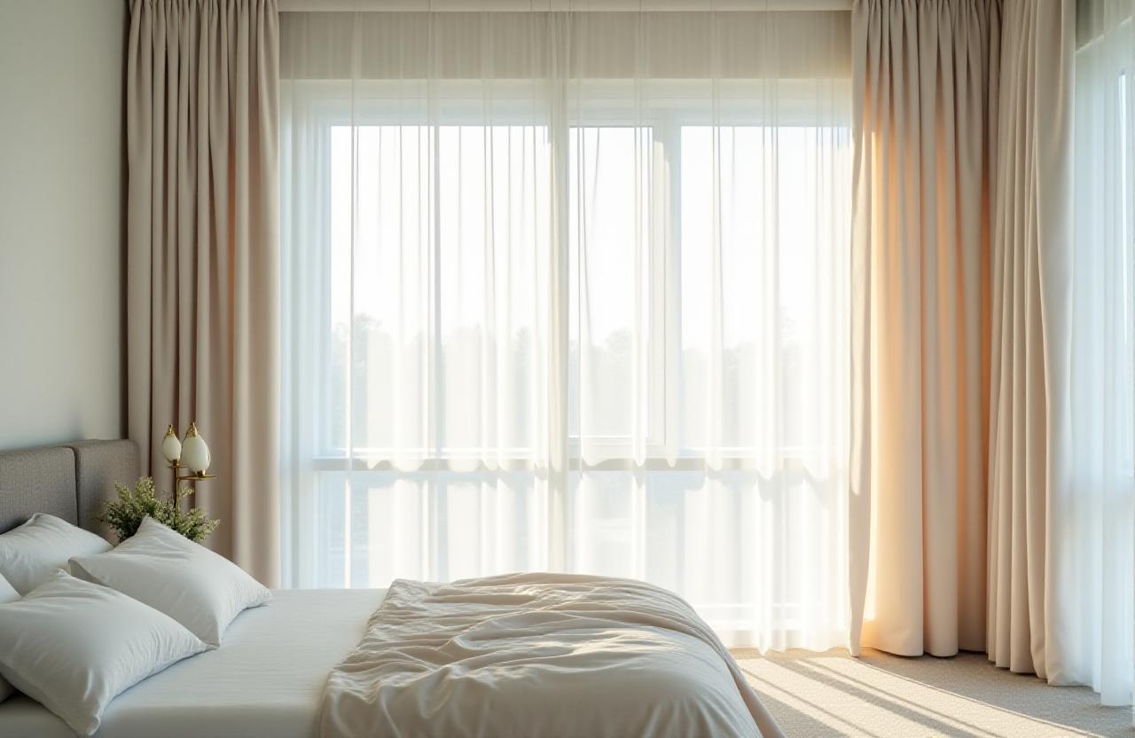 Soft morning light in a luxury bedroom